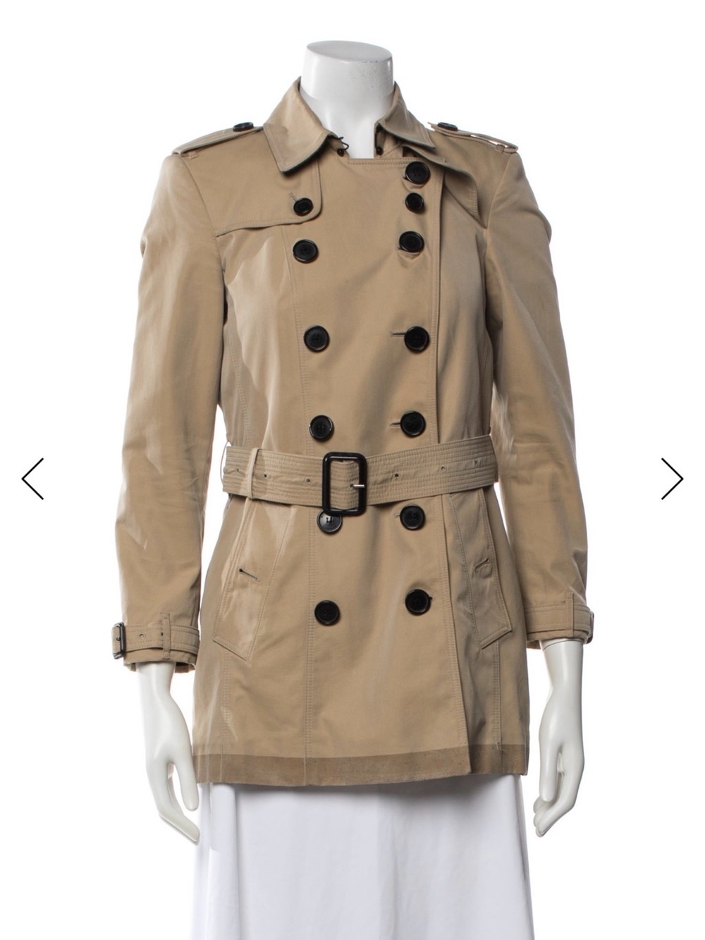 Burberry Beige Double-Breasted Trench Coat with Belt